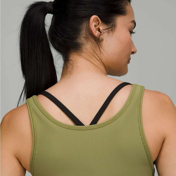 🆕💚 Lululemon Power Pivot Tank Ribbed - Bronze Green - Picture 11 of 12